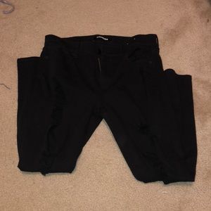 Express distressed black mid rise jeggings